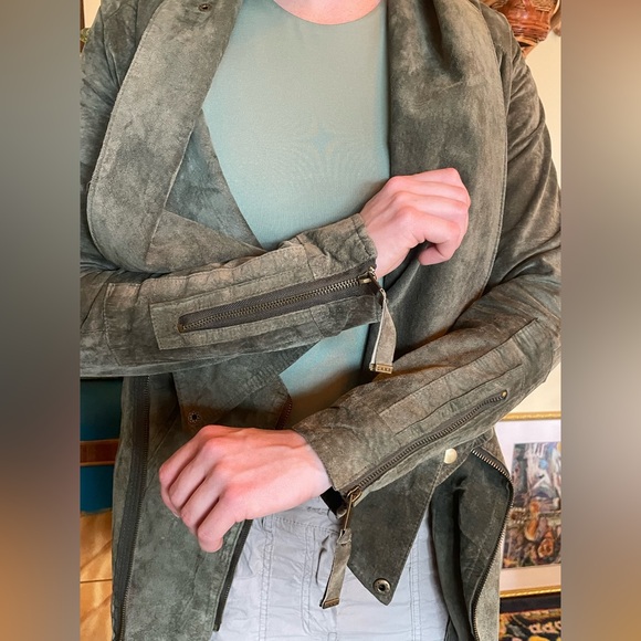 L.A.M.B. Suede & Silk Jacket Fall Green - Picture 4 of 10